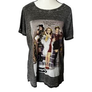 Clueless Movie T Shirt Womens Large Gray Graphic Distressed Relaxed Blouse